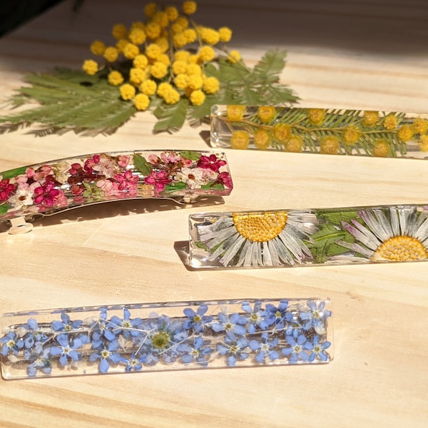 Barrette à cheveux en vrai fleurs