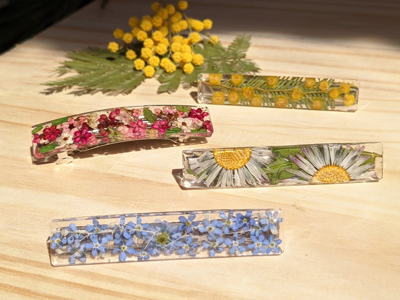 Barrette à cheveux en vrai fleurs image 1