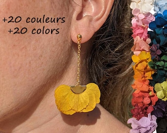 Boucles d'oreille en fleurs stabilisées jaune