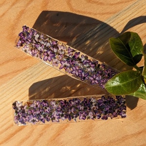 Real flower hair barrette Violet