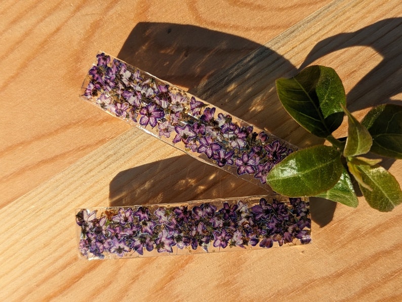 Barrette à cheveux en vrai fleurs Violet