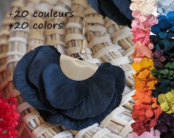 boucles d'oreille EVENTAIL vrai fleurs noires