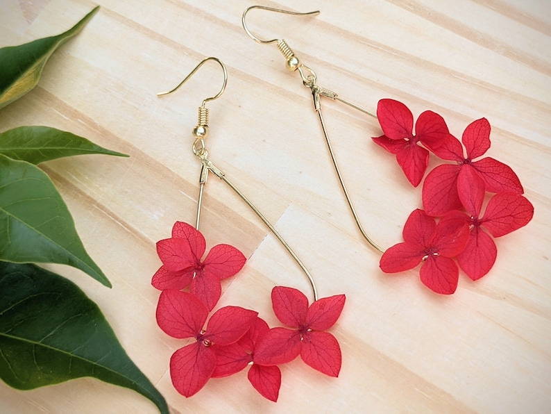 Real hydrangea flower earrings Rouge 16