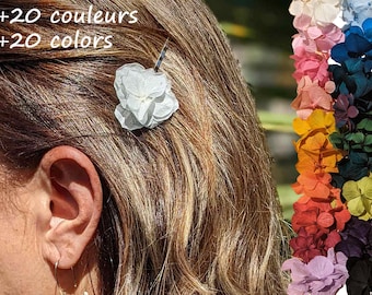 Petite barrette à cheveux en vrai hortensia