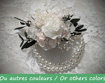 Pulsera nupcial en flores estabilizadas reales