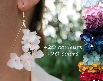 Boucles d'oreilles goutte en fleurs stabilisées rose clair