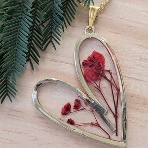 Collier pendentif coeur véritable fleur photo 8