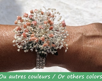 Bracelet mariage strass et vrai fleurs