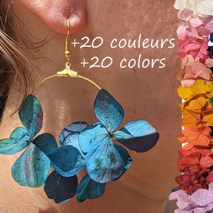 Blue preserved flower earrings