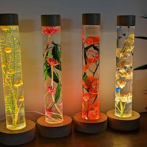 Fleurs immergées – Véritables fleurs naturelles conservées dans liquide | Décoration lumineuse | Idée cadeau original et artisanal