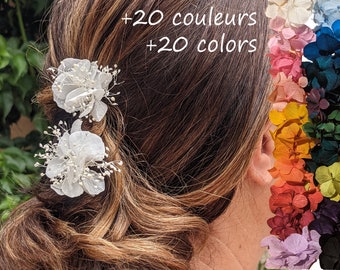 Pique à chignon en vrai fleurs naturelles blanches