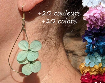 Boucles d'oreille en fleurs stabilisées vertes