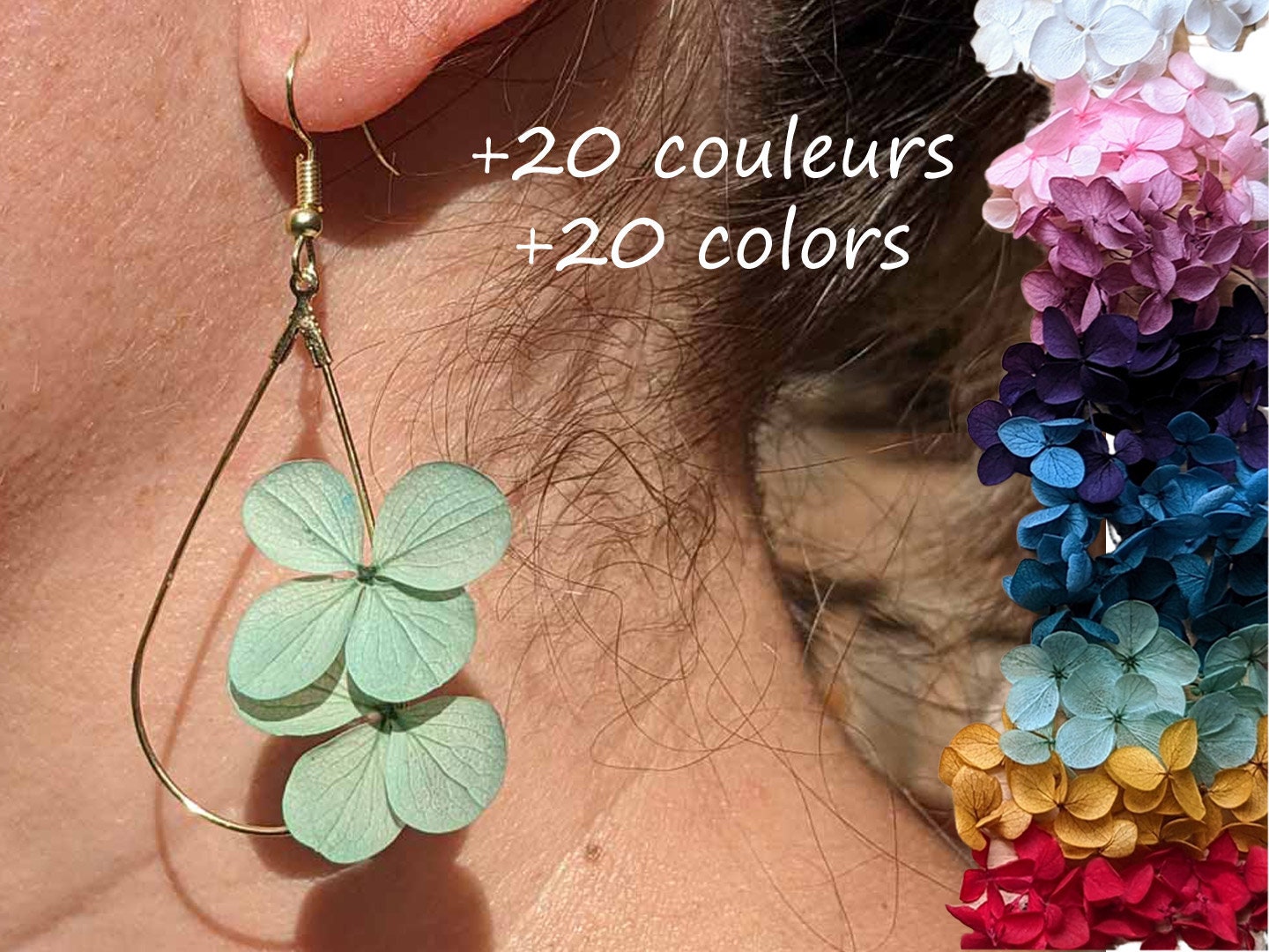 Boucles D'oreilles Créoles 5cm - Motif Oiseau Vert, Fleur Rose Sur Corail, émail Blanc, NEUVES Sans étui