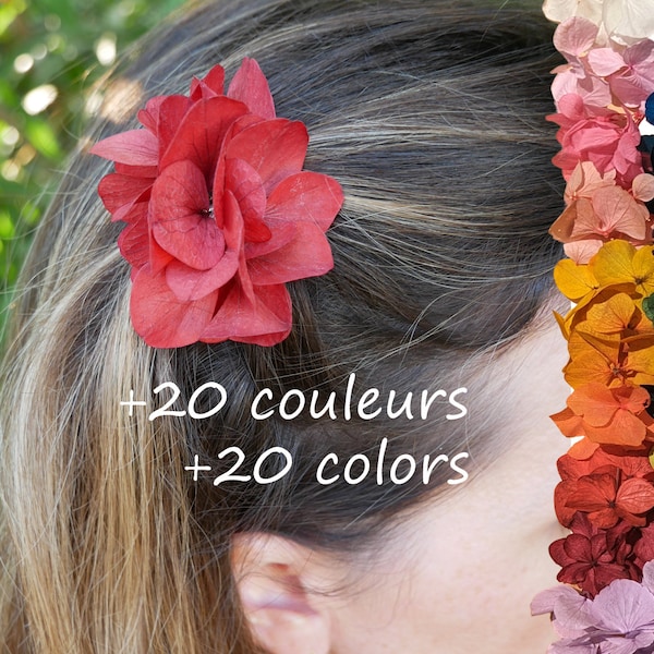 Barrette à cheveux en fleurs stabilisées rouge