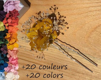 Pique à chignon en vrai fleurs naturelles - differentes couleurs