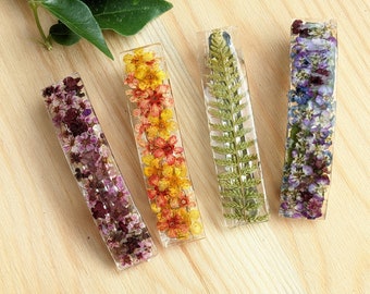 Real flower hair barrette