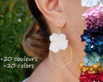 Real hydrangea flower earrings