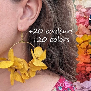 Creole earrings made from real hydrangea flowers