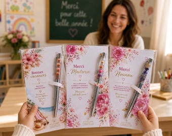 Stylo à fleurs immergées – idée cadeau originale maitresse, nounou, atsem, aesh