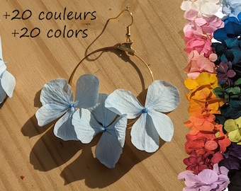 Boucles d'oreille en fleurs stabilisées bleues