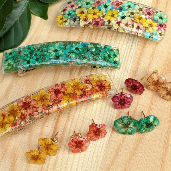 Barrette à cheveux en vrai fleurs