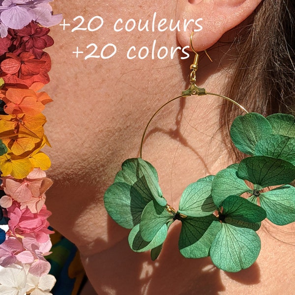 Boucles d'oreille en fleurs stabilisées vertes