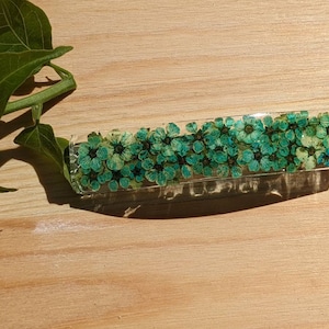 Real flower hair barrette Turquoise