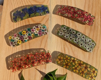 Real flower hair barrette