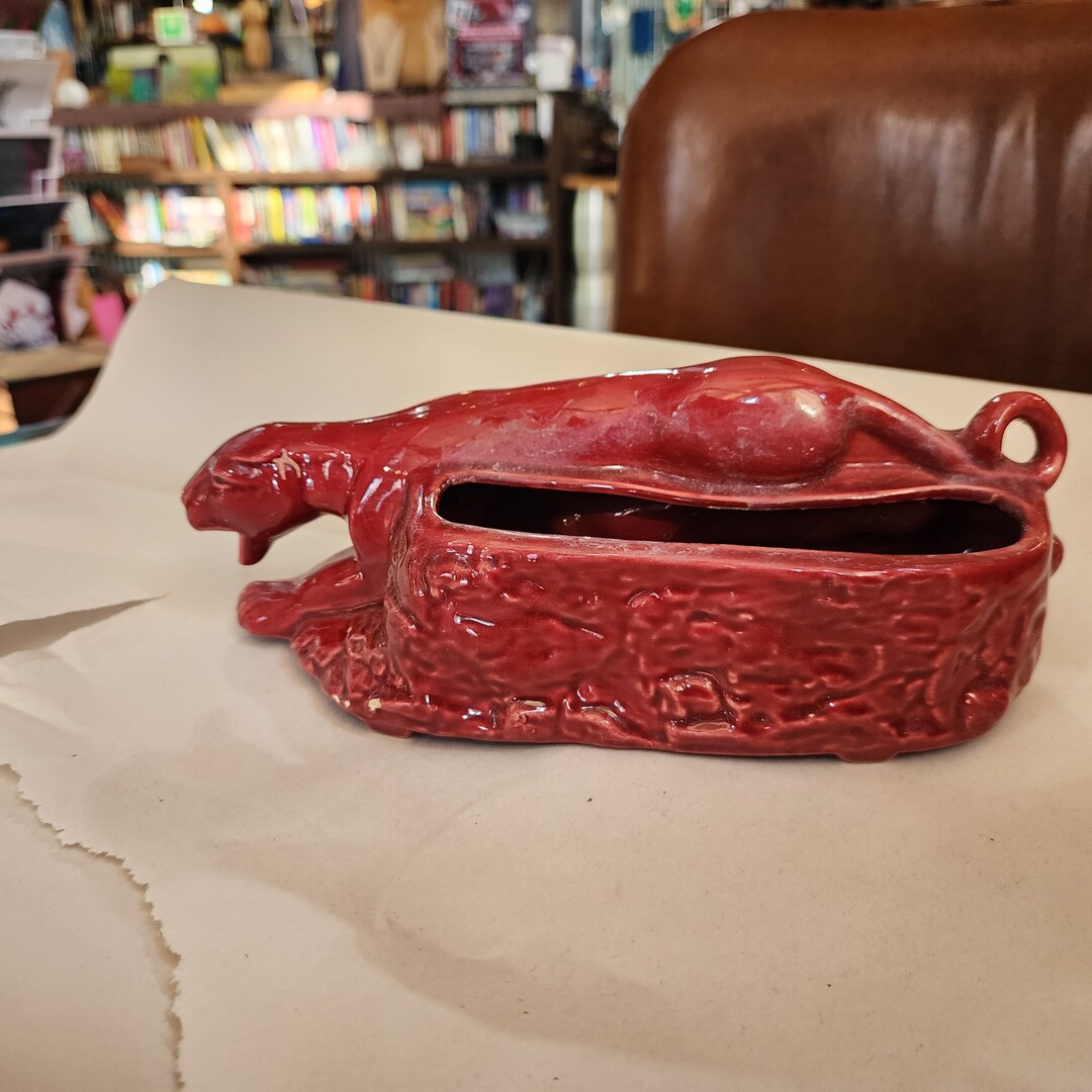 Mccoy Red Panther Planter Midcentury Modern Vintage Decor - Etsy