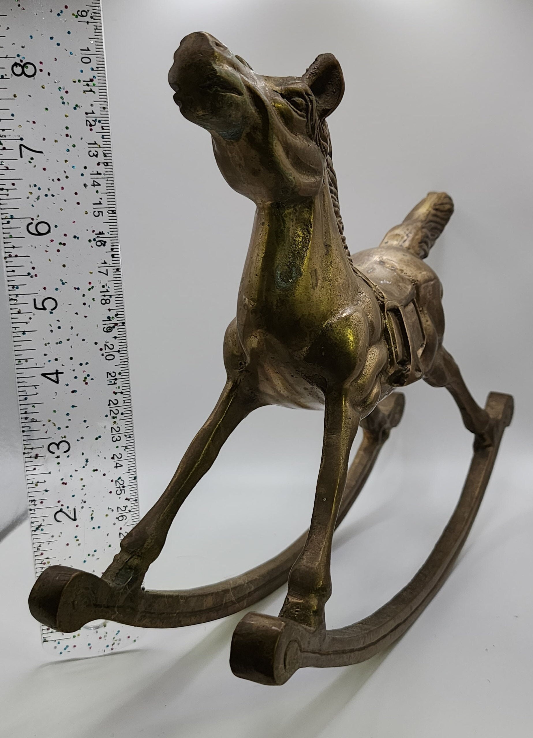 Vintage Solid Brass Rocking Horse Figure Statue Etsy