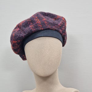 Plaid Multi-Colourful Wool Tweed Women&#39;s Sailor Beret