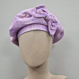Lilac Silk/Wool Blend Tweed Women&#39;s Sailor Beret