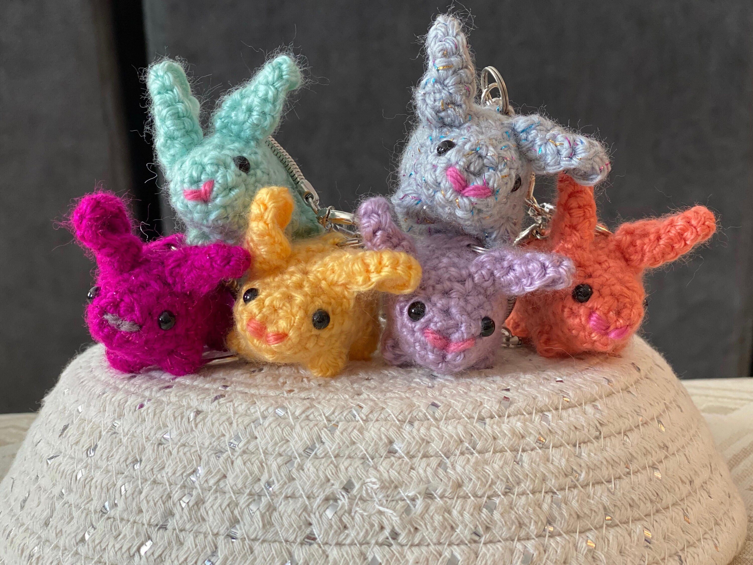 Bunny Keychains: Handmade Crochet Bunny Rabbit Small Keychain | Etsy