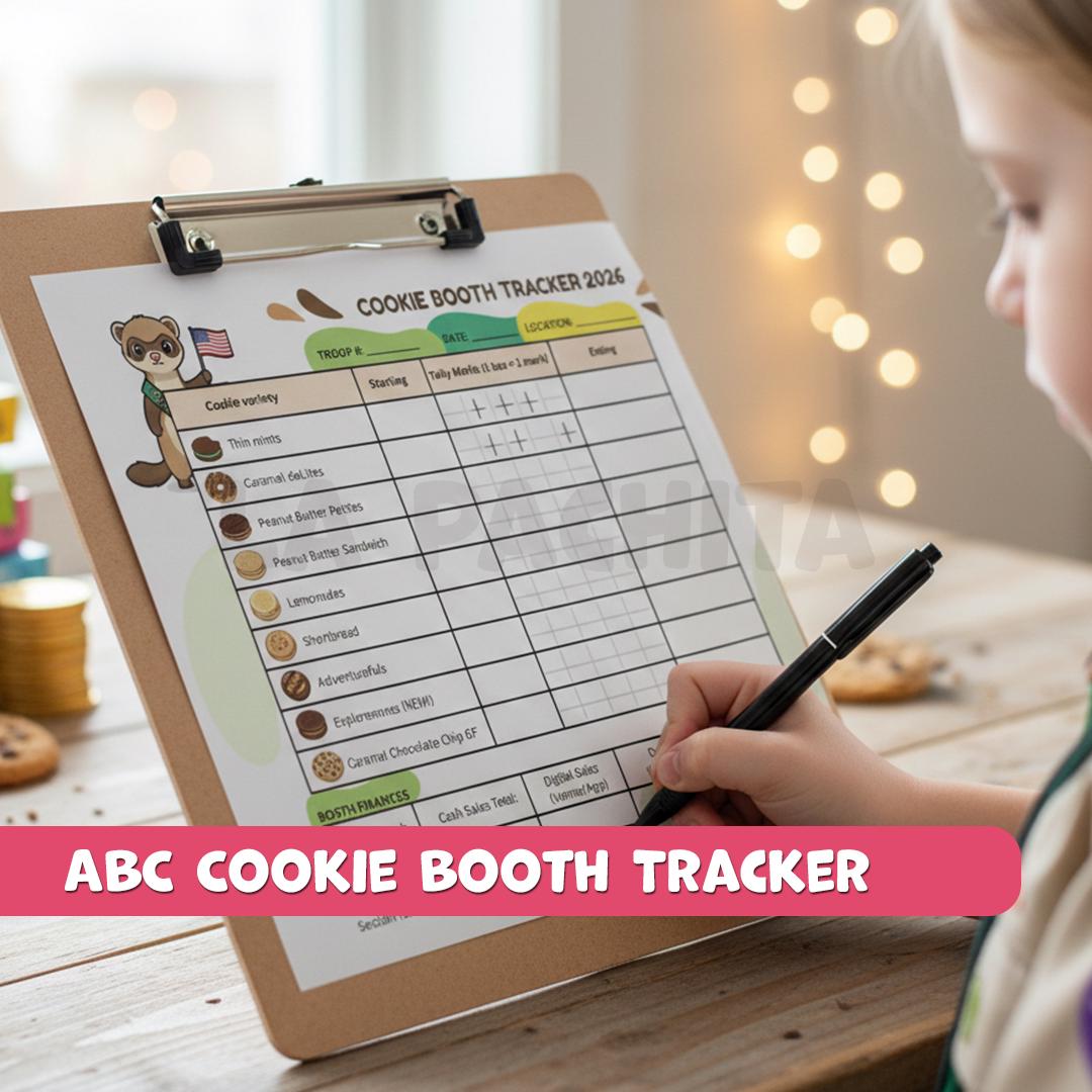 Girl Scout Cookie Booth Tracker | ABC Bakers, Printable Sales Sheet ...