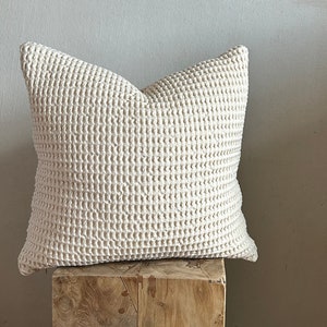 Organic cotton waffle textured cushion cover/ Natural soft pillow cover/ Ivory luxury pillow case