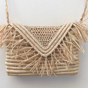 Raffia Stroh Sommer Handtasche, gehäkelte Stroh Geldbörse, Cross-Body kleine Tasche, Vegan Tasche, Strandtasche