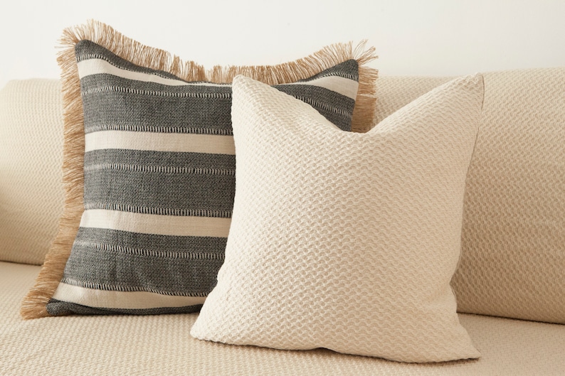 Neutral Organic Cotton Waffle Cushion Cover in Cream With Etsy