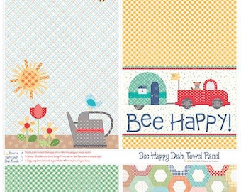 Bee Ginghams Home Decor Bee Happy Dish Towel Panel by Lori Holt for Riley Blake Designs, 100% Fine Cotton, HD12563-PANEL (36" x 54")