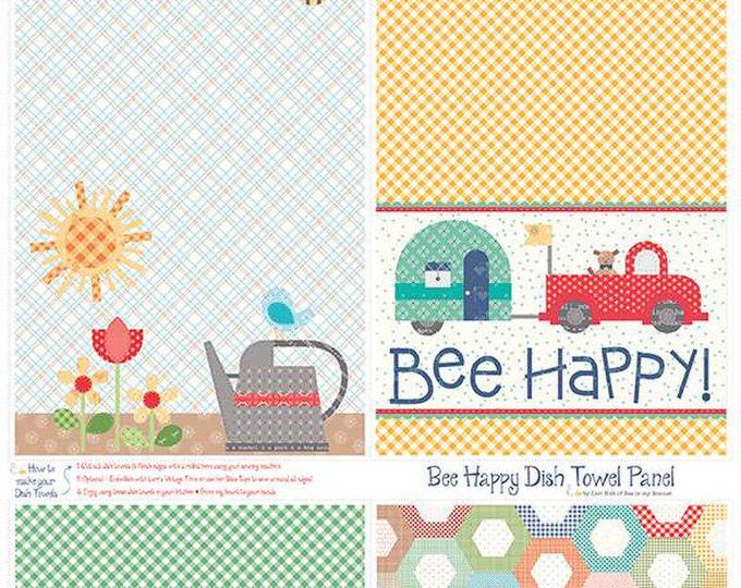 Bee Ginghams Home Decor Bee Happy Dish Towel Panel by Lori Holt for Riley Blake Designs, 100% Fine Cotton, HD12563-PANEL (36" x 54")