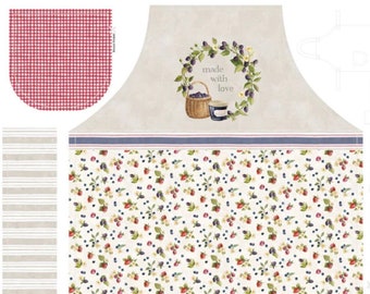 Homemade Happiness - Made with Love Apron Panel - Ecru by Silvia Vassileva for P&B Textiles, 100% Premium Cotton Fabric, HHAP-4801-PA