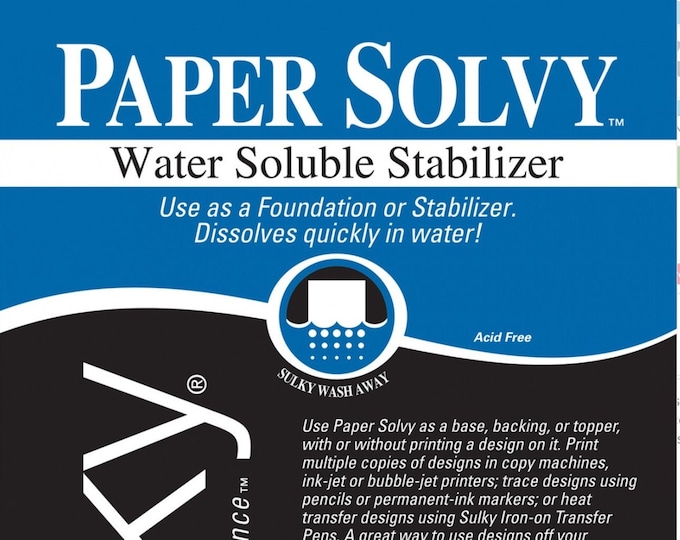 Sulky Paper Solvy: Water Soluble Stabilizer - 12 sheets at 8-1/2 x 11 -  The Sewing Collection