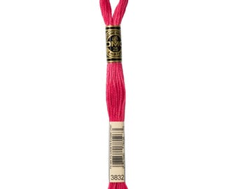 DMC 3832 - Medium Raspberry, 6 Strand Embroidery Floss 100% Cotton 8.7 Yards Per Skein
