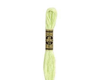 DMC 14 - Pale Apple Green, 6 Strand Embroidery Floss 100% Cotton 8.7 Yards Per Skein