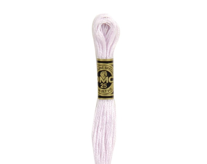DMC 25 - Ultra Light Lavender, 6 Strand Embroidery Floss 100% Cotton 8.7 Yards Per Skein