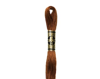 DMC  975 - Dark Gold Brown, 6 Strand Embroidery Floss 100% Cotton 8.7 Yards Per Skein