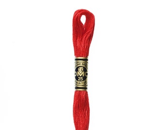 DMC 666 - Bright Christmas Red, 6 Strand Embroidery Floss 100% Cotton 8.7 Yards Per Skein