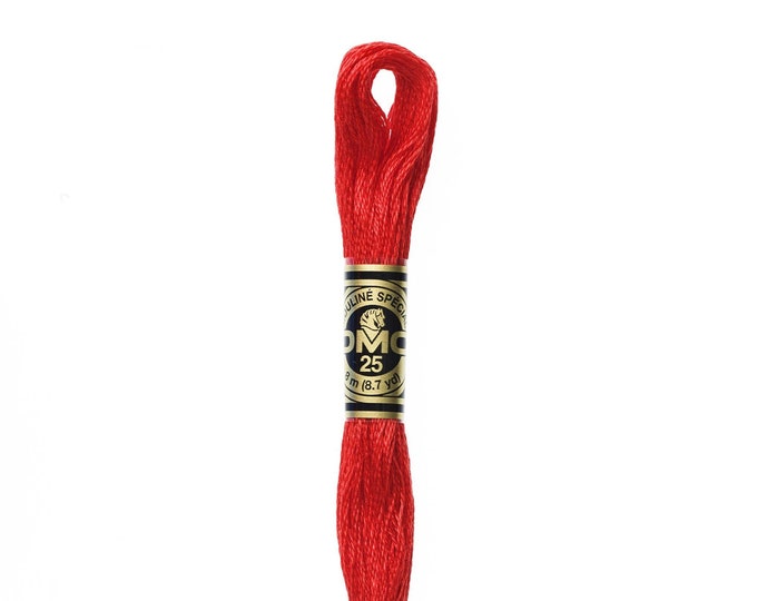 DMC 666 - Bright Christmas Red, 6 Strand Embroidery Floss 100% Cotton 8.7 Yards Per Skein