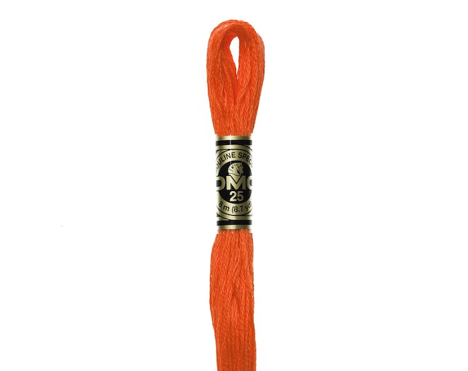 DMC 608 - Bright Orange, 6 Strand Embroidery Floss 100% Cotton 8.7 Yards Per Skein