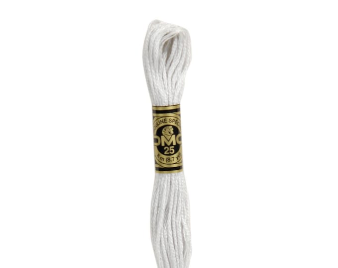 DMC 01 - White Tin, 6 Strand Embroidery Floss 100% Cotton 8.7 Yards Per Skein