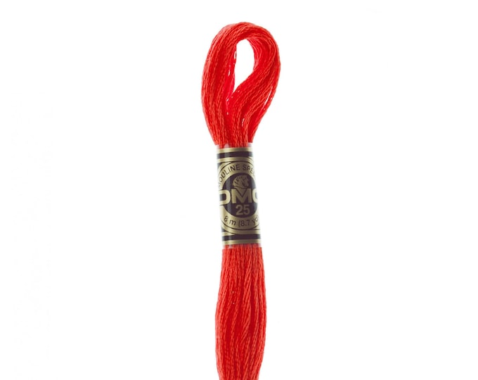 DMC  606 - Bright Orange Red, 6 Strand Embroidery Floss 100% Cotton 8.7 Yards Per Skein